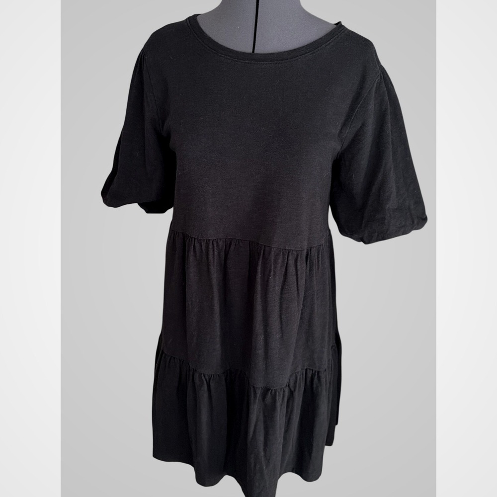 Sanctuary Black Tiered Babydoll Dress Puff Sleeve Casual Mini XS